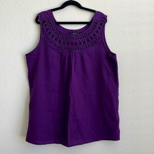 vibrant purple banana republic tank top with woven neckline